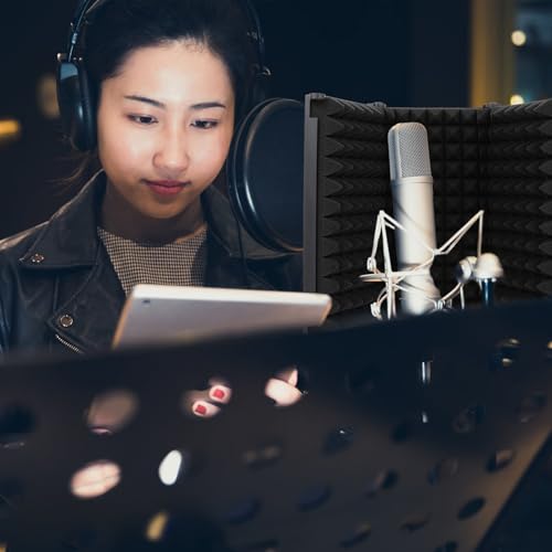 Bouclier d'isolation pour microphone pliable à 3 panneaux métalliques
