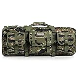 Savior Equipment American Classic 1000D Tactical Double Short Gun Case Pistol Bag, Spacious Front Pockets, Padded Shoulder Strap Included, 32 Inch Tiger Stripe Camo