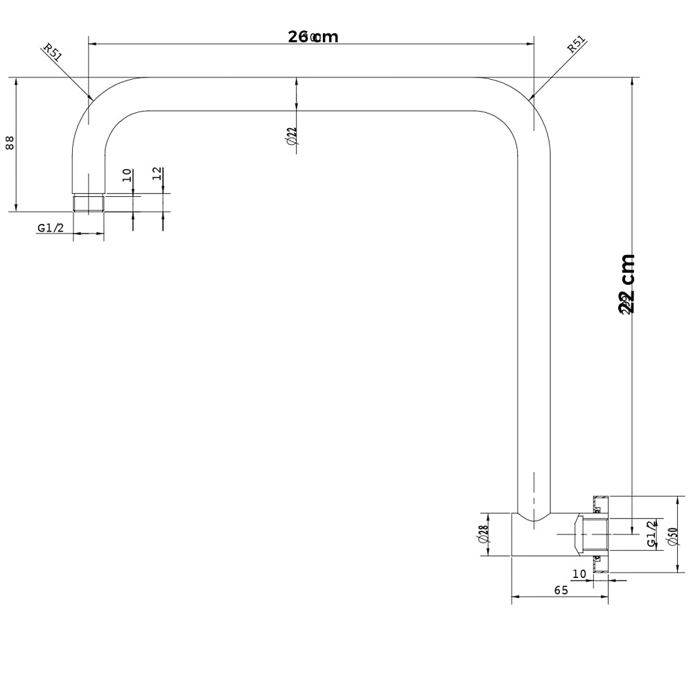 Braccio Doccia Ottone Cromato Prolunga Soffione Doccia Bagno Fisso Attacco Standard