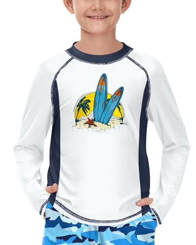 T-shirt protection solaire manches longues pour garçon avec trous de pouce anti-UV