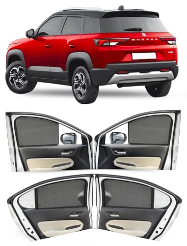 Image of Autofact Car Sunshades for Maruti Brezza (2022 to 2025), UV Protection, Useful Car Accessories, Custom fit Sun Shades for Side Windows, Set of 6