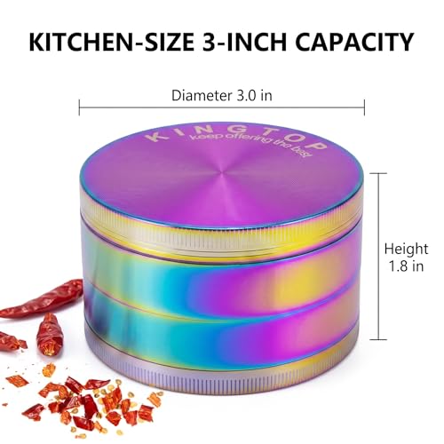 KINGTOP 3 Inch Large Grinder, Zinc Alloy Mills (Colorful)