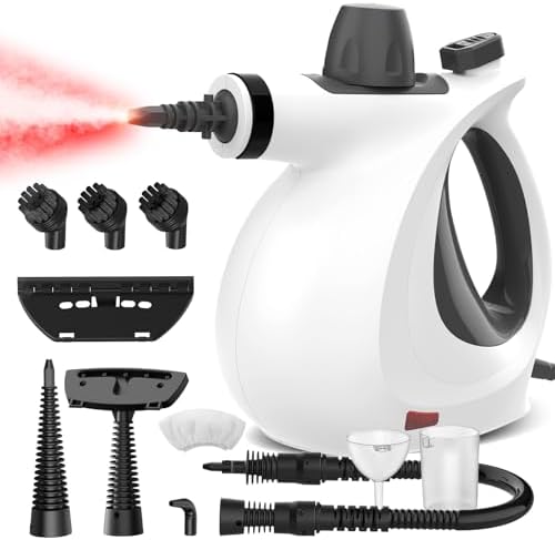FANTASK Dampfreiniger 1050W - 9-teiliges Zubehör - Bis 140°C - Chemiefrei Reinigen & Desinfizieren