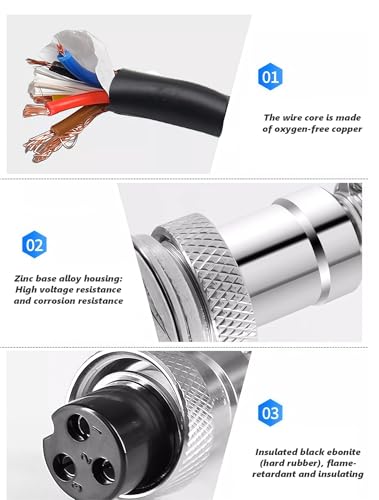 Conector de cable GX16 4 pines macho a hembra 3 m miniatura 4