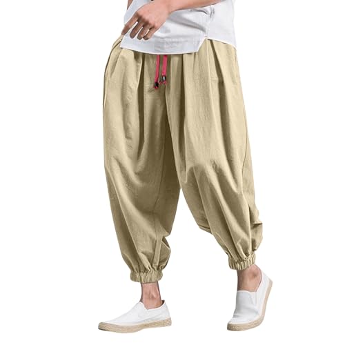 DuDubaby Hippie Pants for Man Harem Cotton Baggy Pant Beach Yoga Casual Drop Crotch Trouser3
