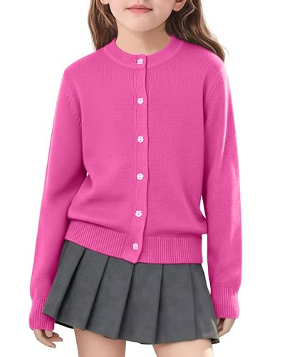 Image of Girls Cardigan Sweater School Uniforms Toddler Long Sleeve Button Knit Solid Sweaters Tops