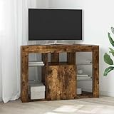 Avec 4 étagères INLIFE Meuble TV LED d\'angle Montage Mural Chêne fumé 105 x 40 x 68 cm