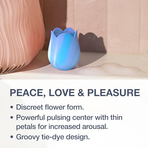 Image of plusOne Clitoral Stimulating Rose Vibrator - Groovy Tie-Dye Edition | 10 Pulsing Settings, Body-Safe Silicone, IPX7 Waterproof, USB Rechargeable Sexual Wellness Toy for Women