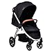 Hauck Uptown Pushchair, Melange Black - Stroller for All Terrains, Extra Large Seat, Lie-Flat Position, Rubber Wheels, Suspension, Compact & Easy Fold, with Raincover