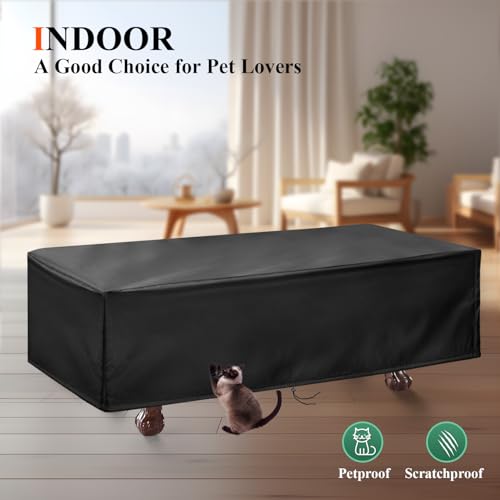【Upgraded】Pool Table Cover Waterproof, 9 Ft Billiard Table Cover, 600D Heavy Duty Air Hockey Table Cover - 113x61x32in, Black - Thumbnail 4