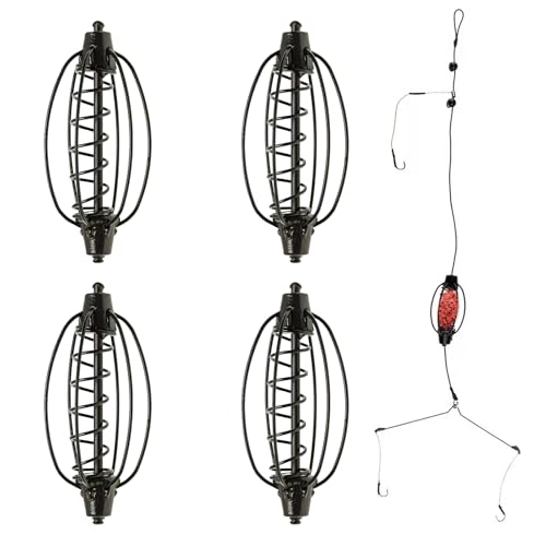YAFIYGI 4Pcs Carp Bait Holder Spring Fishing Feeder Rig Feeders Pack for Cage Bait Lead Tackle Accessories for Carp Fishing and Effective Bream Catching Equipment