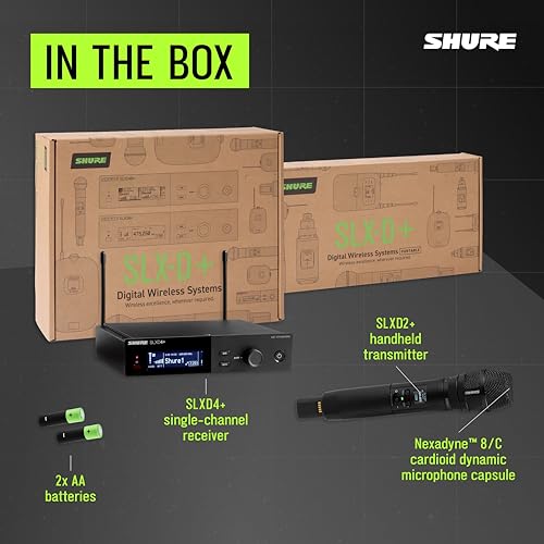 Image of Shure SLXD24+ /58 Handheld Wireless System - SLXD4+ Receiver, SLXD2+ Handheld Transmitter with Nexadyne 8 /C Capsule, Bluetooth Monitoring, G57 Band