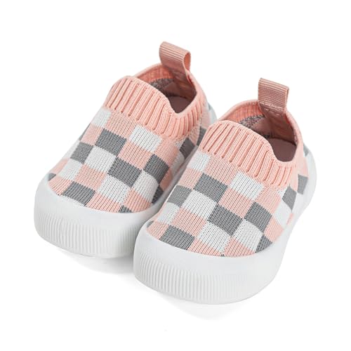 Cheerful Mario 0-3 Anni Scarpe Neonato Neonata Scarpe Primi Passi Bimba Bimbo Scarpine Morbida Traspirante e Comfy Rosa-B 12-18 Mesi