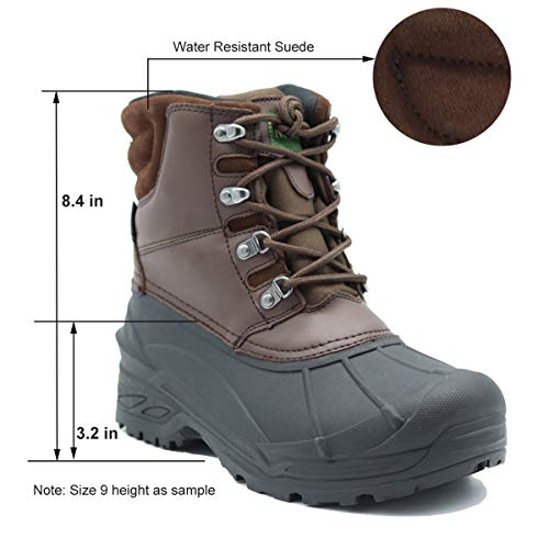 Men's Winter Snow Boots Waterproof, Non-Slip Insulated Warm Safe And Durable Outdoor Ski Classic Suede, Non-Slip Rubber Outsole, Cushioned Eva Insoles，Mid-Calf Height Boots Brown Size 13 #TOP2