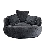 LVHON Premium Sitzsack Erwachsene XXL mit 3 Weichen Kissen, Bequemes Chenille Schwarz...