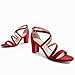 DREAM PAIRS Women’s Ankle Strap Dress Pump Low Chunky Heel Sandals,Size 8W,Red-Suede,MADISON