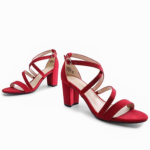 Image of DREAM PAIRS Women's Block Chunky Heels Sandals Open Toe Ankle Strappy Comfortable Dressy Sandals for Bridal Wedding Prom Party with Adjustable Cross Strap