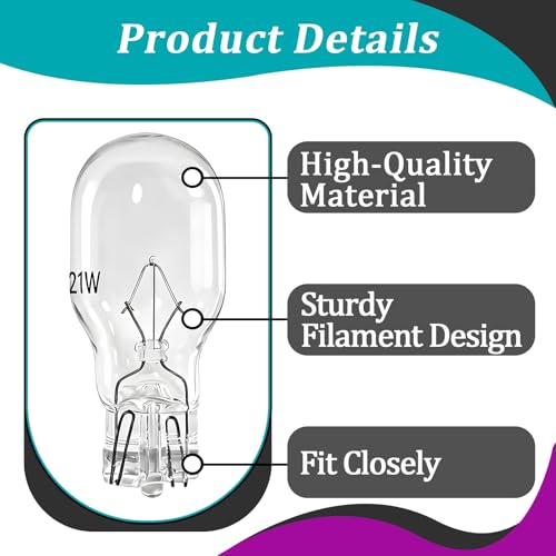 Image of 30 Pcs 54766 912 Bulb for Auto RV Marine Camper | Interior Light Bulbs Replacement, 12V, 21W, T15 Base, For License Plate Side Marker, Long Service Life