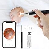 👂【Sicher und Komfortabel Ohr Endoskop】: Die Spitze des Ohrenschmalz Reiniger besteht aus glattem Silikonmaterial, das weich und bequem ist. Es kann nicht nur das Ohrenschmalz effektiv reinigen, sondern auch den Gehörgang nicht zerkratzen. Mit dem eingebauten fortschrittlichen intelligenten Temperaturregelchip kann das drahtlose Otoskop seine eigene Temperatur unter 25 ° C regeln, ohne die Ohren zu erhitzen oder zu verletzen.