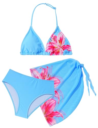 Bikinis de natación para niñas Happy Cherry con vestido halter de leopardo