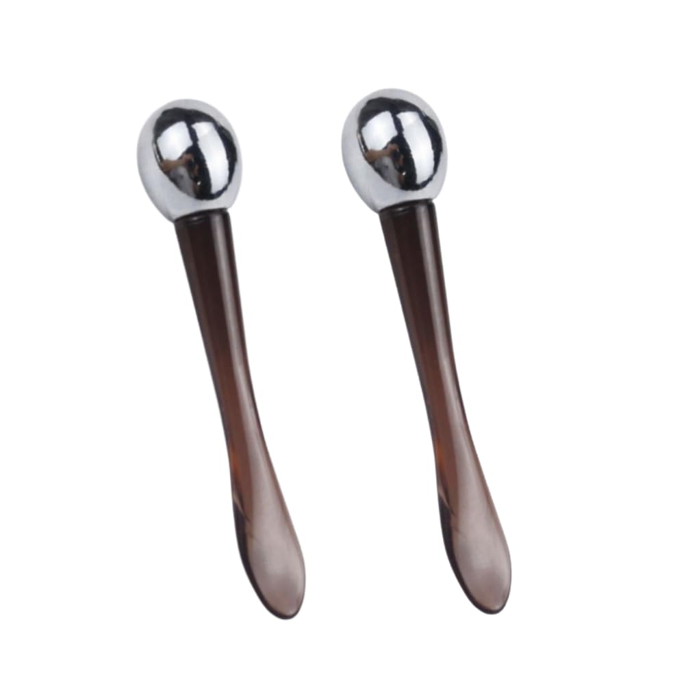 2Pcs Eye Cream Applicator, Brown ABS Zinc Alloy Massage Scoop Roller Double Side Lotion Stick Skin Care Tools for Women