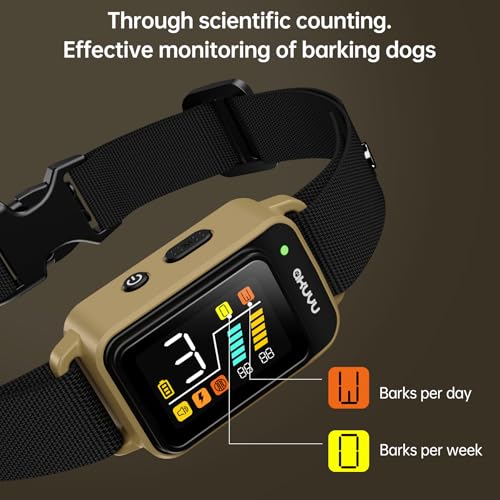 AKUVU Dog Bark Collar-Rechargeable Smart Barking Collar- Anti Bark Training Collar with Adjustable Sensitivity Beep Vibration Shock- Bark Shock Collar for Small Large Medium Dogs
