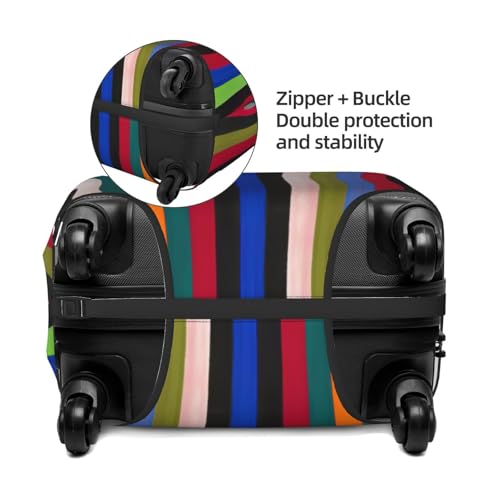 Colored Stripes Vertical Print Luggage Suitcase Cover Protector Luggage Washable Covers With Concealed Zipper4