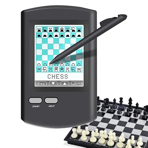 YHUEGH Conjunto de ajedrez electrónico portátil, Tablero Inteligente 8 en 1 con oponente de IA LED AI, Estrategia de ajedrez para Principiantes mejorando el Juego de Mesa de Aprendizaje