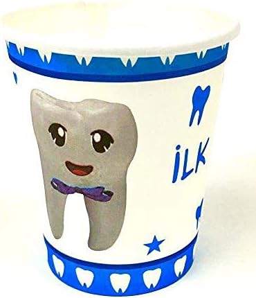 AEX 30 Pieces Paper Cups 7 Ounces Disposable Drinking Cups Heavy-Duty Biodegradable Paper Cups for Hot & Cold Drinks Birthday Tableware Party Supplies | Ilk Disim Baby Tooth Paper Cups