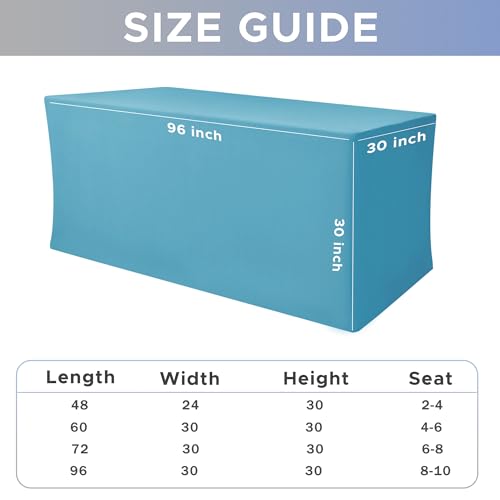 Image of Rectangle Spandex Fitted Tablecloths For Vendor 2 Pcs 96X30 Inch Turquoise