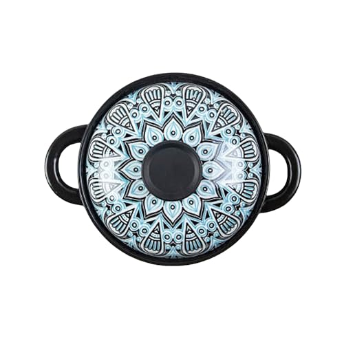 鍋 両手鍋 卓上鍋 陶磁器のなべ 土鍋 セラミック鍋 シチュースープポットお粥鍋 耐熱鍋 調理鍋 ボール柄丸型セラミック鍋 蓋付き 直火 多機能 調理器具 ガス火対応 IH対応 お手入れ簡単 丈夫 洗いやすい 大人用 子供用 しゃぶしゃぶ すき焼き (2.