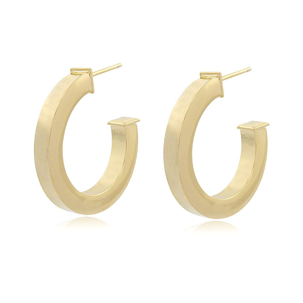Pendientes Aros Classy Mate, Pendientes Mujer con Diseño Exclusivo, Pendientes de Aro Mujer, Joyas para Mujeres, Pendientes Versátiles y Atemporales, Regalo para Mujer (Oro Amarillo 18k)