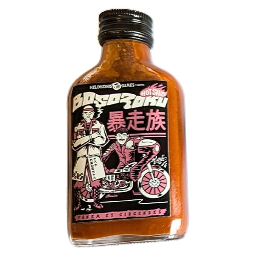 After Burner Hot Sauce – Salsa picante Trinidad Scorpion Chile con Clementinas, Vegano, Hecho a mano en Berlín, Set de regalo con figura de Sumo (Scotch Bonnet y especias caribeñas)