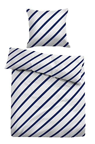 TOM TAILOR 0067692 Bettwäsche Garnitur mit Kopfkissenbezug Satin - Simple Action 1x 135x200 cm + 1x 80x80 cm, Indigo Blue