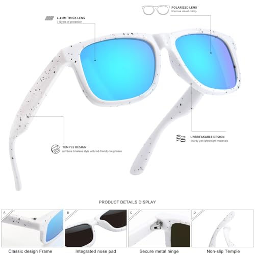 Kids Polarized Sunglasses Age 3-12 Toddler Shades for Boys Girls,Durable Sun Glasses with UV Protection4