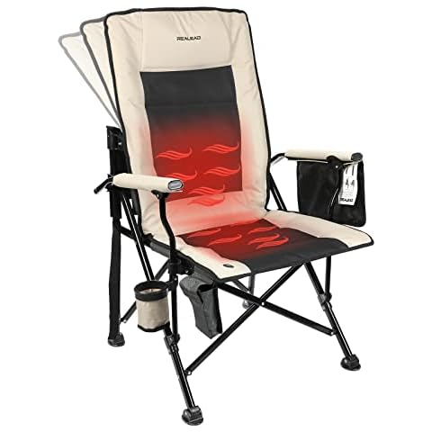 REALEAD Heated Camping Chairs - Fully Padded - Heated Folding Chairs for Outdoor Sports - Supports 400 lbs - Portable Heated Outdoor Camp Chairs for Sport Events - Concert - Battery NOT Included Cover