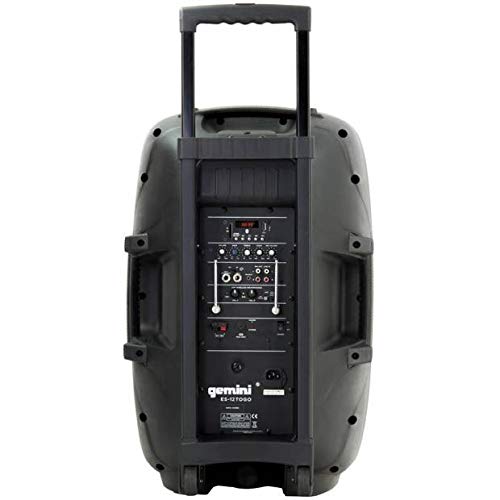 Gemini ES-12TOGO, Altoparlante a batteria con ruote, Microfoni senza filli, USB, Bluetooth, scheda SD, 600W di picco, 12 pollici
