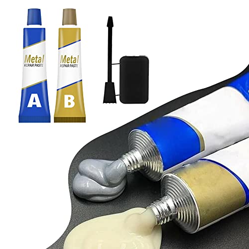 100g Metal Cast Iron Magic Repair Glue, Magic Welding Glue 2 Bottles, Permanent Metal Repair Paste Set, Industrial Heat Resistance Cold Weld Metal Repair Paste, for Metal, Plastic,Wood, Concrete Cover