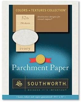 SOUTHWORTH Company J988C Parchment Specialty Paper, Ivory, 32 lbs, 8-1/2 x 11, 250/Box