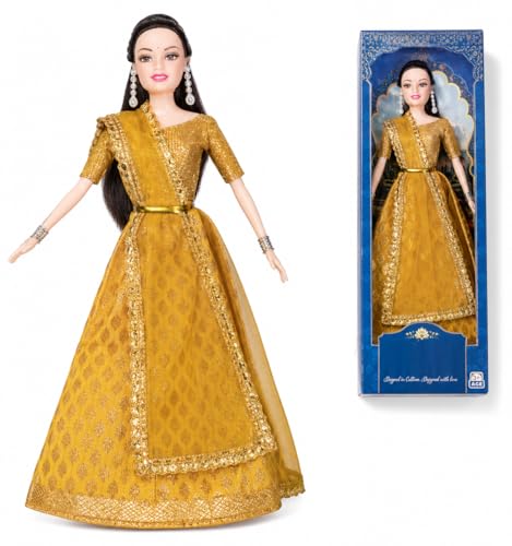 Image of SUPER TOY Indian Traditional Fashion Doll for Girls with Long Hair, Movable Joints & Assorted Ethnic Dresses - Stylish Poseable Doll for Creative Play