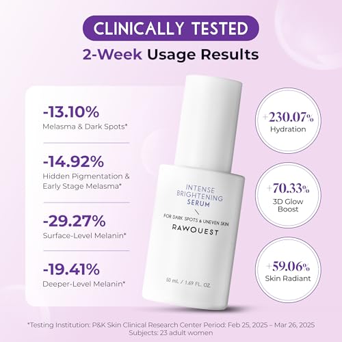 RAWQUEST Intense Brightening Serum 50 ml – 5% Niacinamide, 2% Tranexamic Acid, 2% MadeWhite, Alpha-Arbutin for Dark Spot Reduction, Brightening Radiant Glow Boost, Dull Uneven Skin Improvement, Hydration