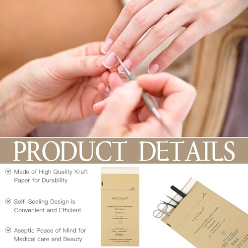 50 Stück Sterilisationsbeutel, Selbstversiegelnde Für Kosmetika Und Nagelwerkzeuge, Einweg Selbstklebende Papierbeutel Für Nagel Sterilisatoren Desinfektion(75 X 150 Mm)