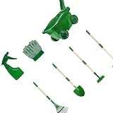 Packung mit 7 Gartengeräten aus grünem ABS Holz für Kinder zur sicheren Verwendung Garten...