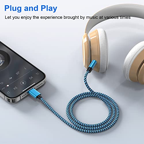 Gaef Auto AUX Kabel für iPhone 1M [MFi Zertifiziert], Lightning auf 3.5mm Audiokabel für Auto/Kopfhörer/Lautsprecher, HiFi Audio Nylon Lightning Klinke für iPhone 14/13/12/11 Pro/10/8/plus/X/XS/XR/SE