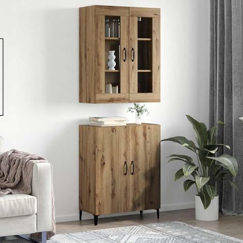 Aparador de roble Artisan para comedor moderno, mueble vertical de 180 cm para organizar el salón 5