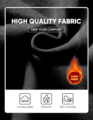 Image of JMIERR Mens Fleece Lined Hoodie Pullover Drawstring Pocket Winter Warm | Cozy fleece-lined pullover, adjustable drawstring hood, kangaroo pocket, regular fit, machine wash