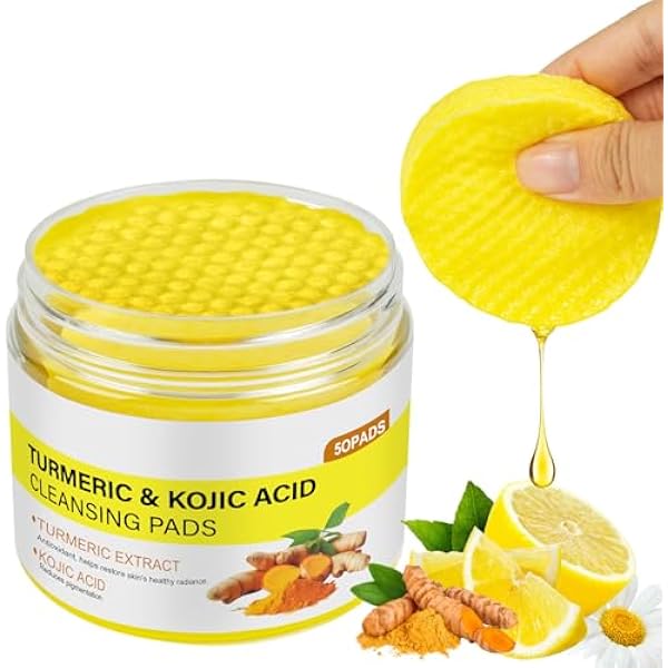 Aomig Turmeric Acid Acid Cleansing Pads 50 sztuk płatków do czyszczenia twarzy, kurkumy, do wszystkich rodzajów skóry, twarzy, ciała, peelingu, oczyszczania porów, trądziku, wygładza koloryt skóry