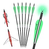 DEEPOWER 20 inch Crossbow Bolts with Mechanical Broadheads and Lighted Nocks for Hunting and Outdoor Practice Carbon Crossbow Arrows