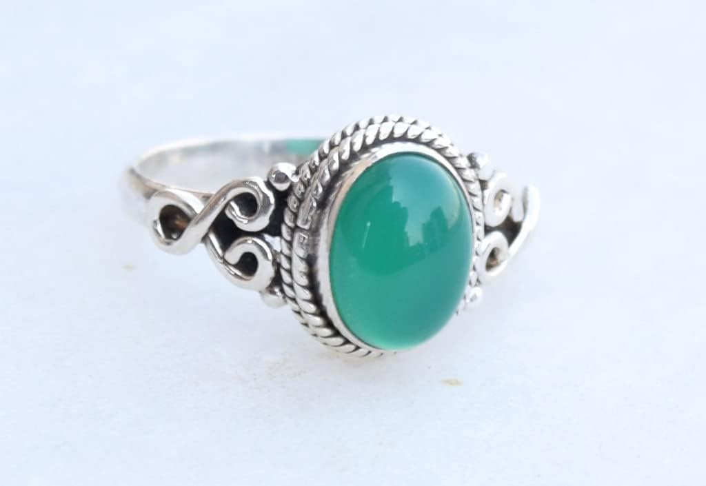 Avicrafts Green Onyx Stone Ring 925 Sterling Silver Statement Ring For Women Handmade Gemstone Christmas Jewellery Gift For Her - Image 5