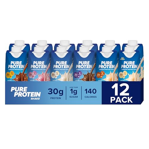 Pure Protein Protein Shake, 30g Complete Protein, Ready to Drink and Keto-Friendly, Vitamins A, C, D, and E plus Zinc to Support Immune Health, 11oz Bottles, 12 Pack, Variety Pack